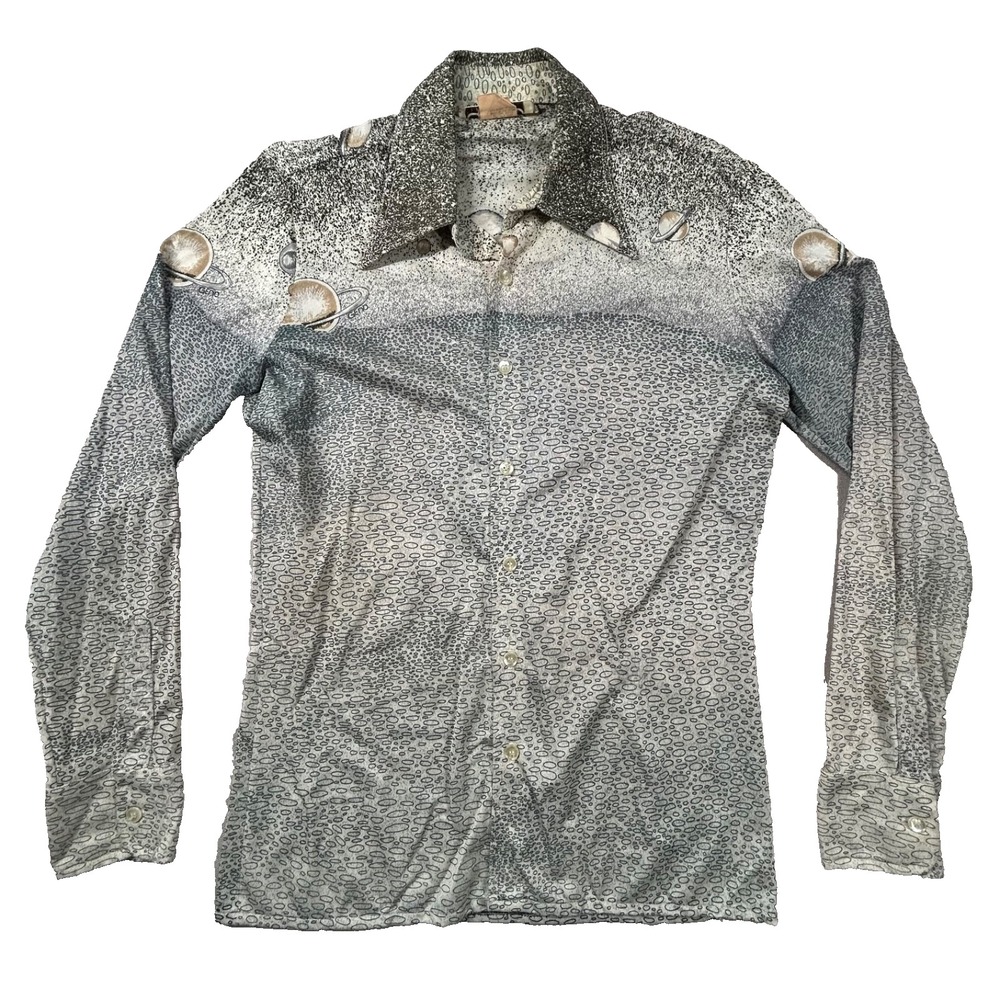 Vintage Geno Shirt Mens L (fits s) Gene Ostro Disco Abstract 1970s Psychadelic